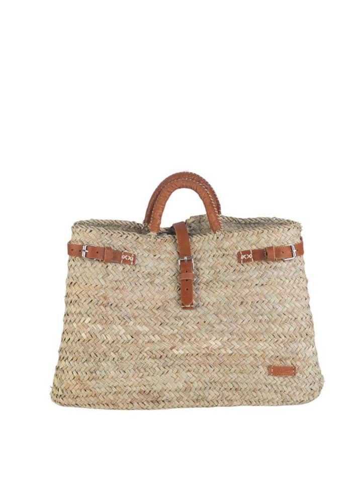 NATURAL PALM BAG HANDLES AND CLOSURE LEATHER, LEATHER COLOR for wholesale by Kbas
