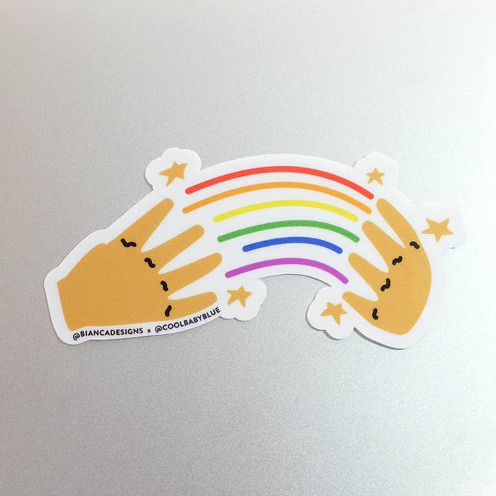 Rainbow in ASL Sticker for wholesale by Bianca's Design Shop