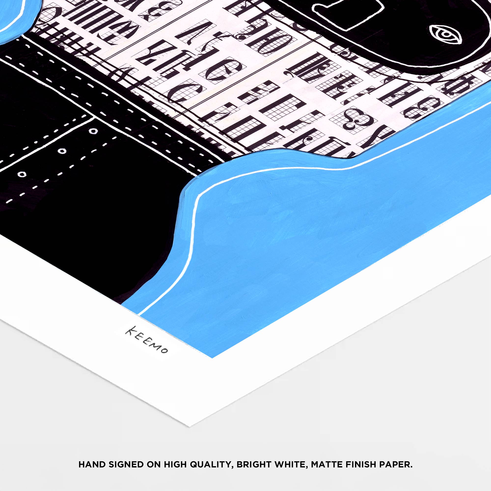 Keemo Gallery - Wholesale Art Print - Abstract Art Print Unique Wall Decor Text Font Blue Keemo3