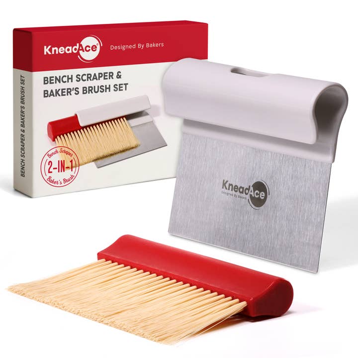 KneadAce Bench Scraper and Baker's Brush for wholesale by KneadAce