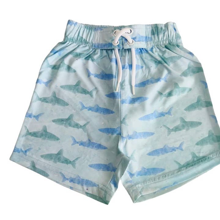 Short de bain pour enfants - Requins aquarelle pour la vente par đ€Baby Steps and Mish Kids