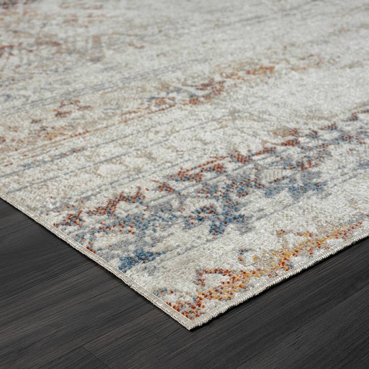 LR Home - Wholesale Area Rug - Lachi Contemporary Distressed Medallion Area Rug, Ivory/Gray4