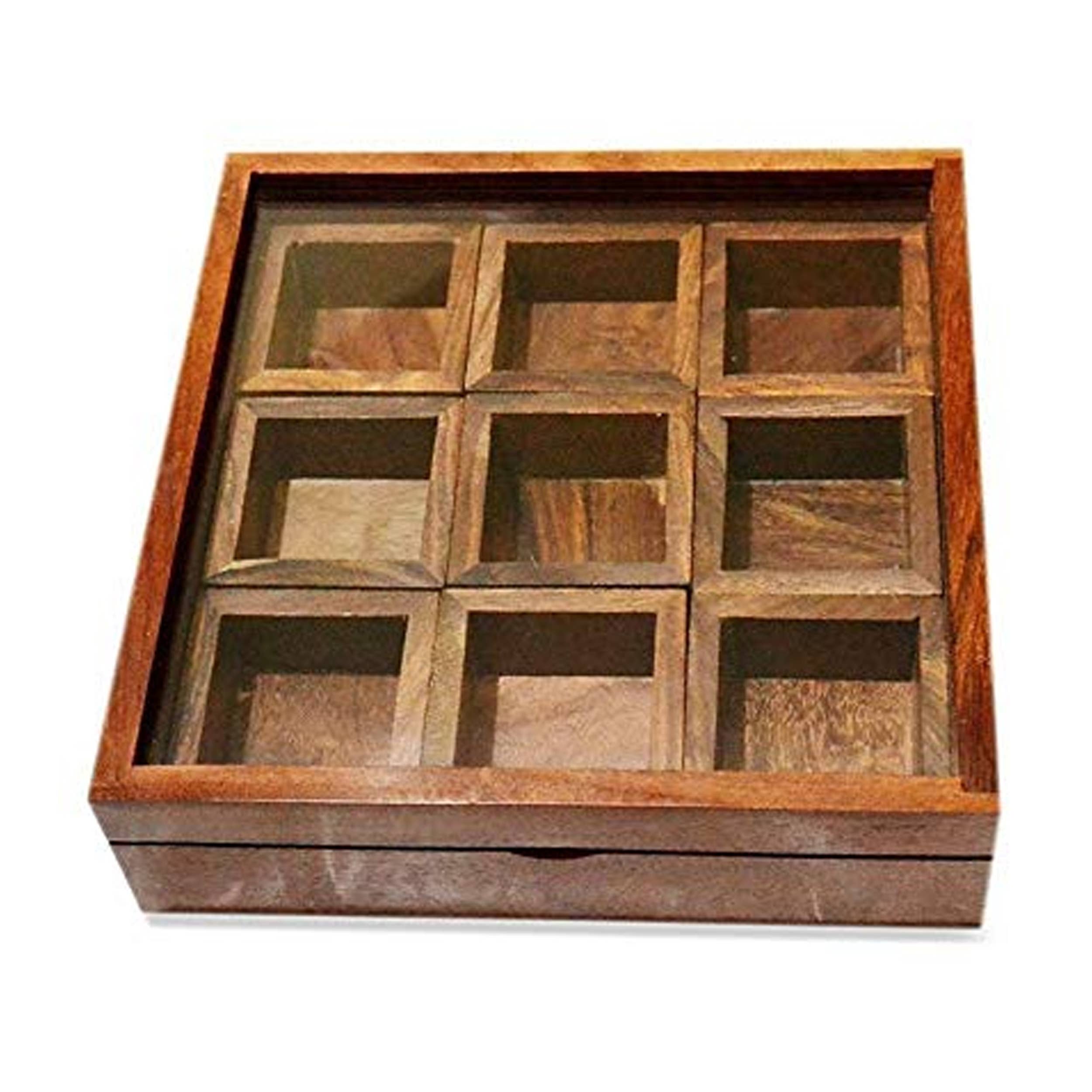Keeraft - Wholesale Spice Rack - Antique Wooden Spice Box Glass Lid Home Decor1