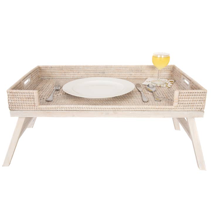 Artifacts Trading Company - Wholesale Serving Tray - Rattan Breakfast Tray Table – Folding Serving Tray1