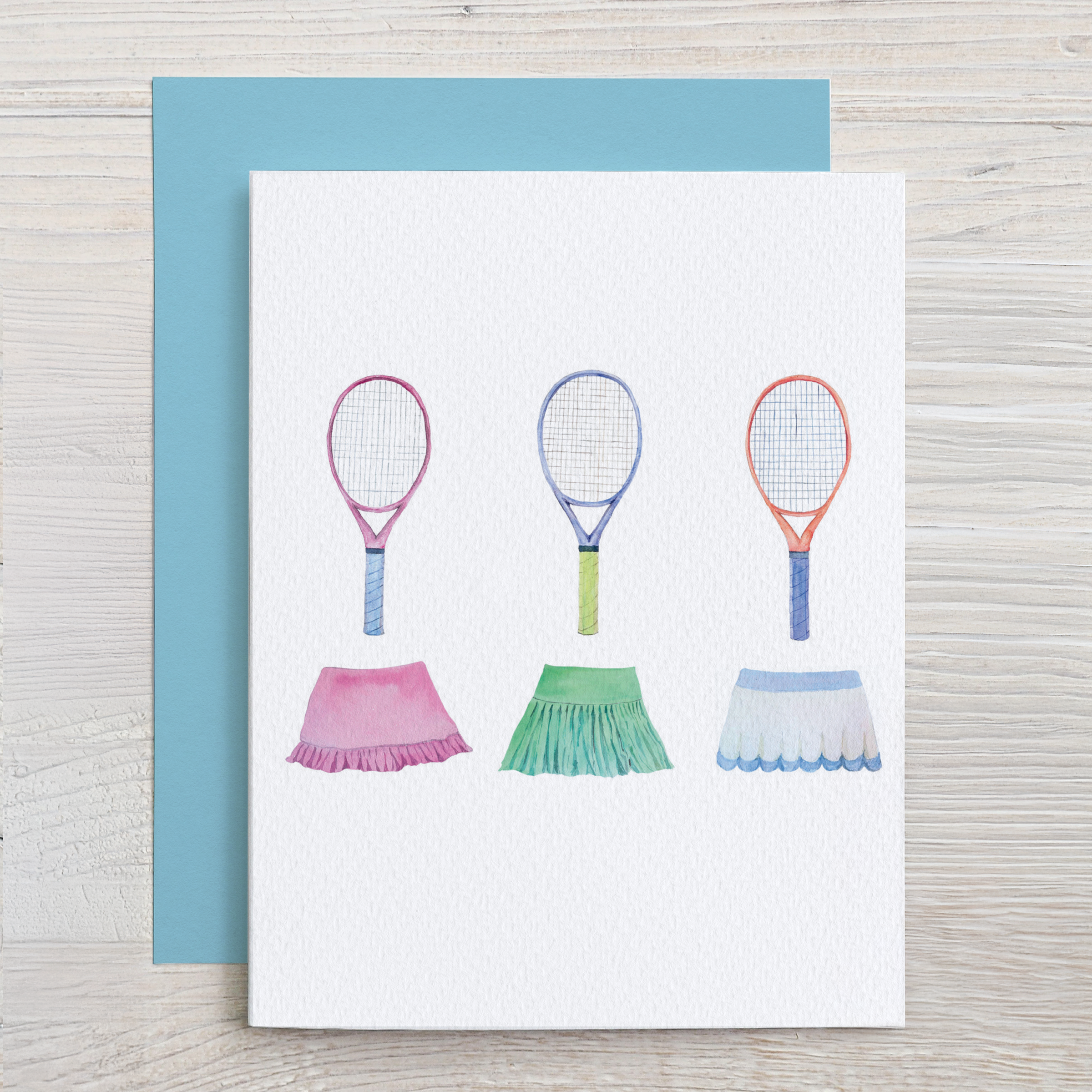 Waterline Studio - Wholesale Stationery/Notecard Set - Watercolor Tennis Stationery Set: 6 Assorted Note Cards1