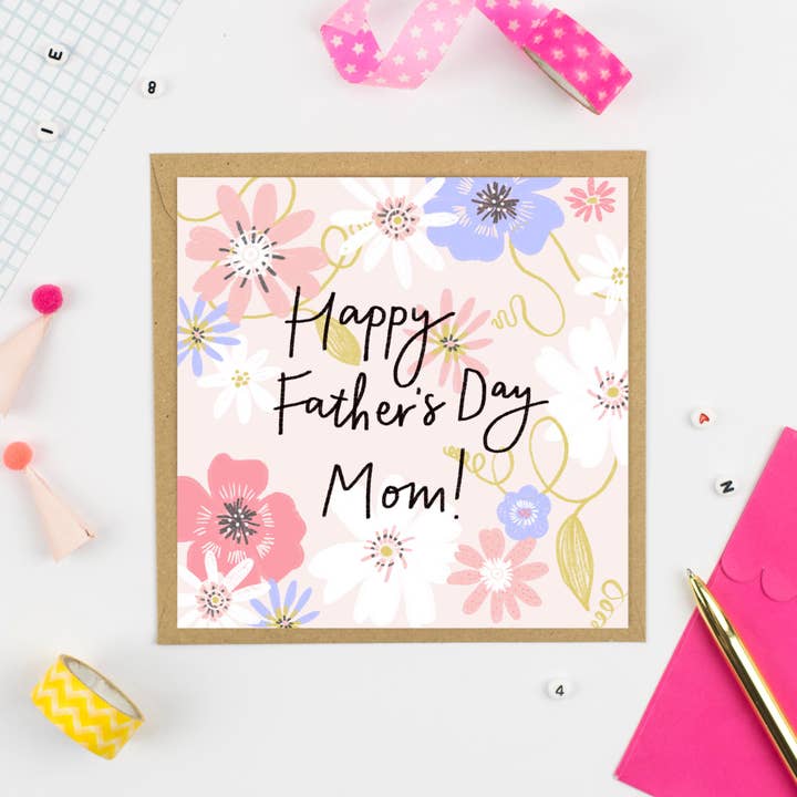 Buona festa del papà, mamma! Biglietto di auguri per la vendita all'ingrosso da parte di Pickled Pom Pom