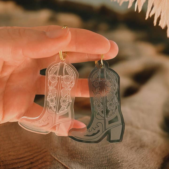 GoneWestDesigns - Wholesale Keychain - Women's - Floral Rose Cowboy Boot Western Keychain Jewelry