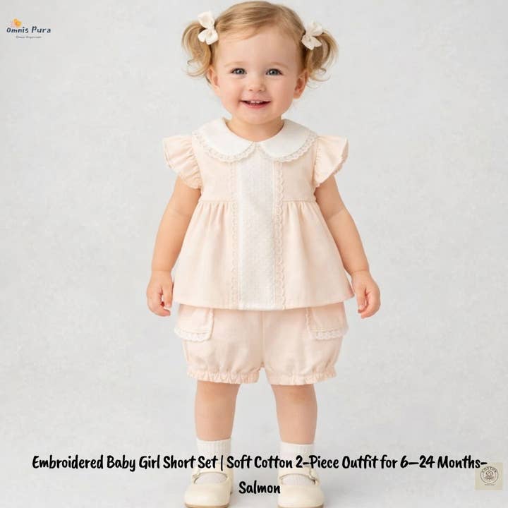 Girls 6–24 Months Embroidered Woven 2-Piece Set|Baby Outfit for wholesale by Omnis Pura