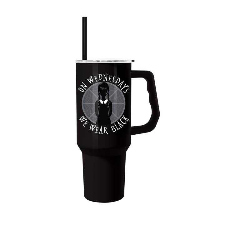 Wednesday We Wear Black Spiderweb 40oz SS Tumbler for wholesale by Silver Buffalo