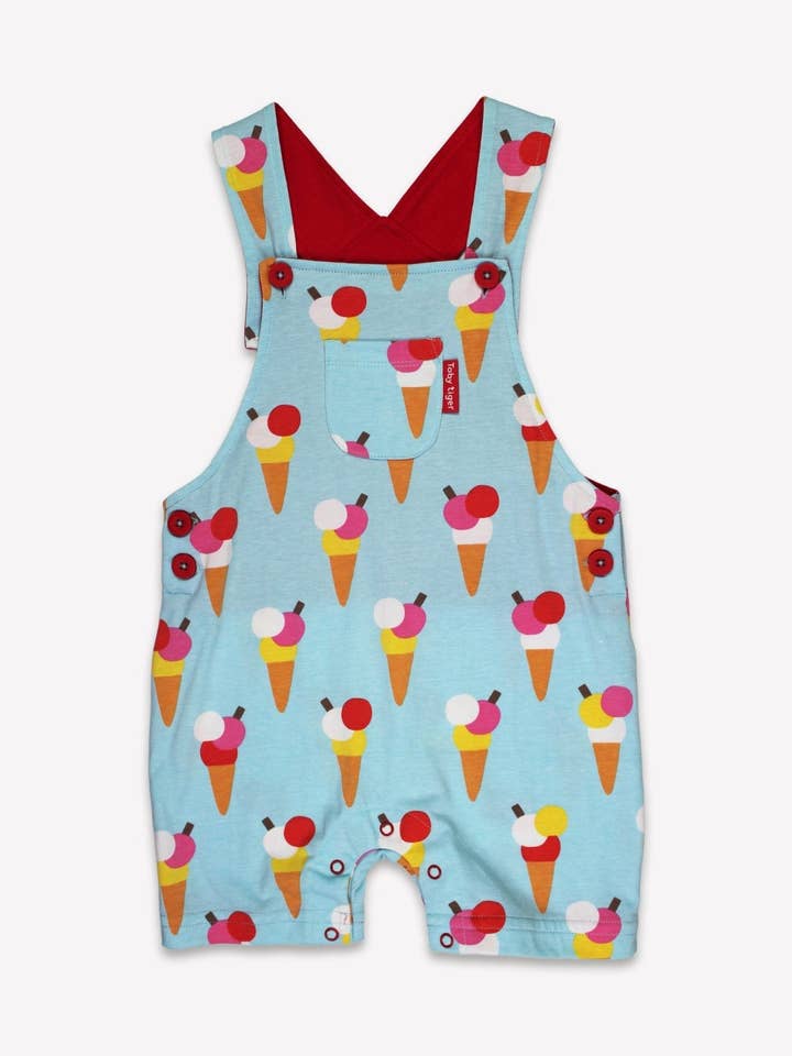 Macacão curto infantil de algodão biológico com estampa de cone de gelado por atacado de Toby Tiger GmbH