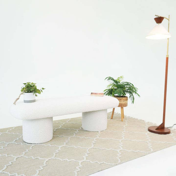 HOMYCASA DESIGN INC - Wholesale Bench - Randolph Ivory Boucle Bench Japanese Minimalist Decor Bench2