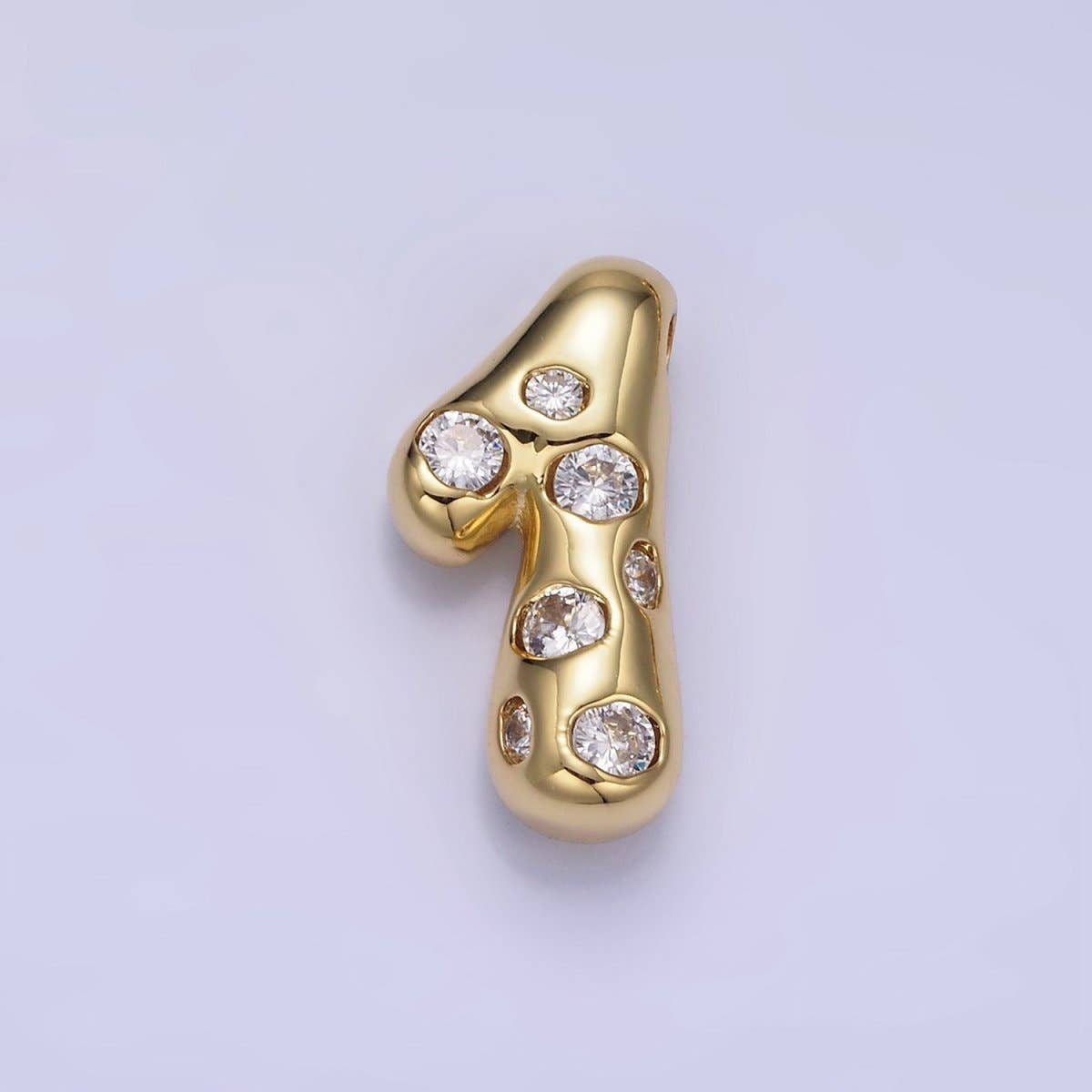 Aim Eternal - Wholesale Individual Charm/Pendant - 14K Gold Filled 20mm Clear CZ Chubby Balloon Number Numerical Pendant | AG775 - AG7791
