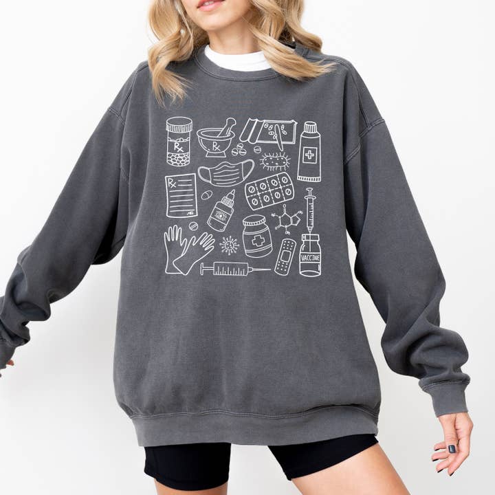 Meg Ann Co. - Wholesale Graphic Sweatshirt - Unisex - Pharmacy Doodles Crewneck4