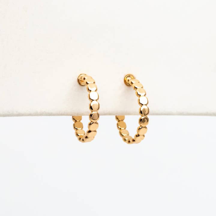 Bella Rey jewelry - Wholesale Hoop Earrings - The Ali gold plated dainty hoop studs- hypoallergenic