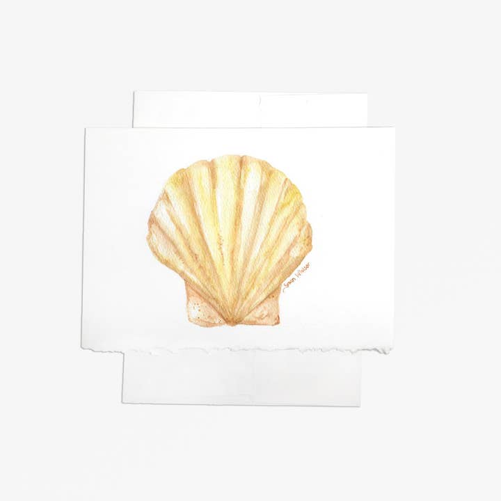Tarjeta de felicitación de acuarela Clam Seashell para venta al por mayor de Susan Windsor