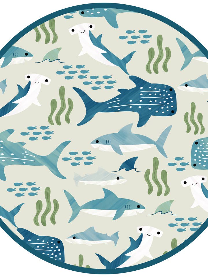 Blå/Multi Shark Friends Bambus Pyjamashorts til kvinder for engroshandel på Faire5