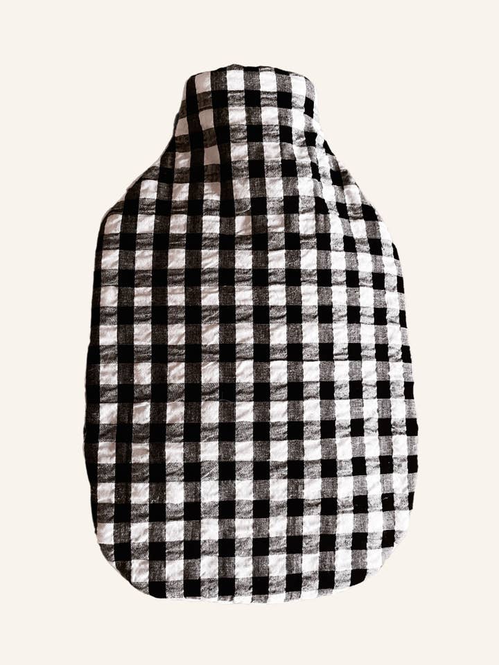 Varmtvandsflaske - Gingham Bomuld - Sort og Hvid for engroshandel hos Walker Home