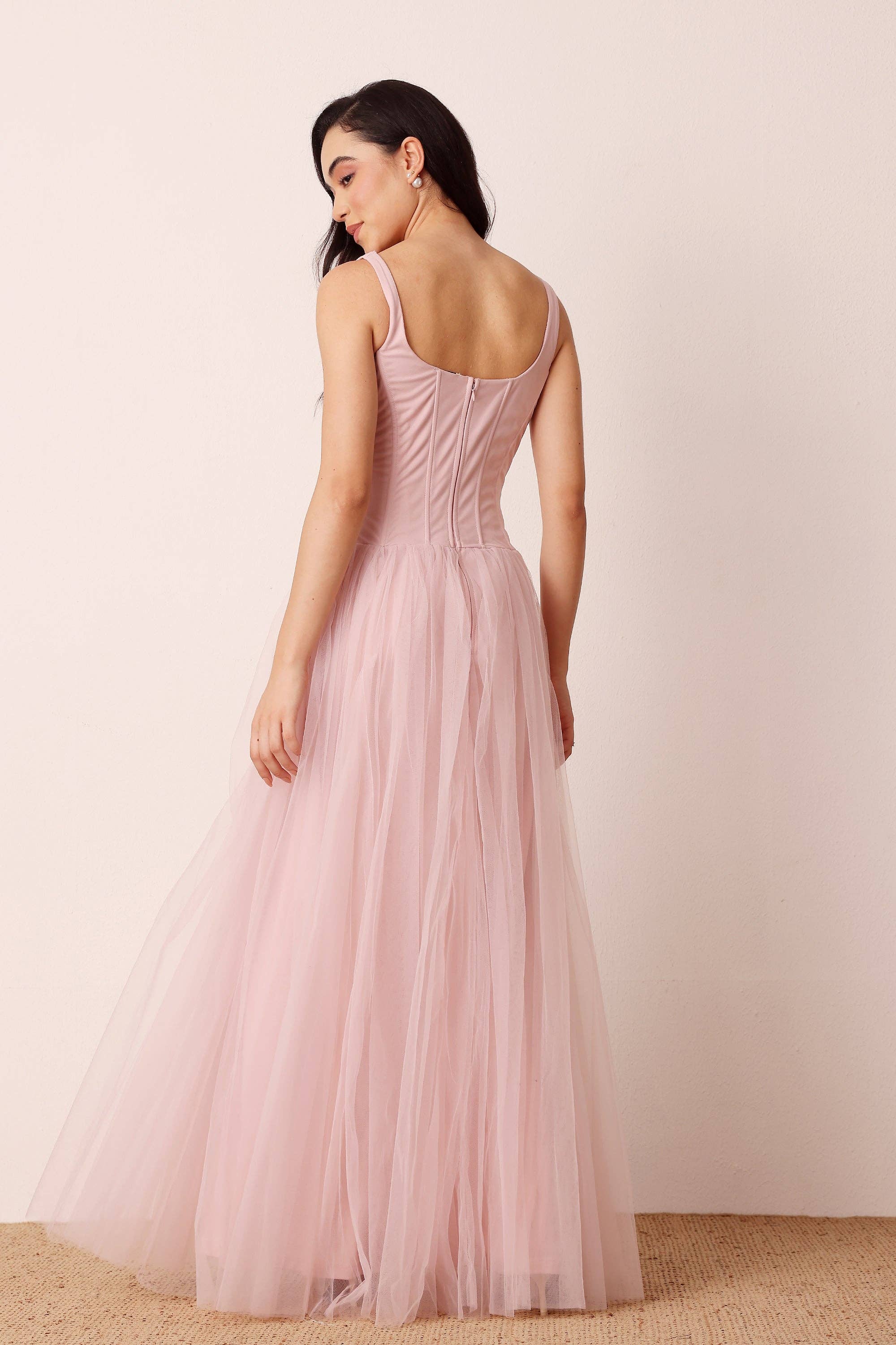 Quest Corset Maxi Dress in Powder Pink for wholesale on Faire3