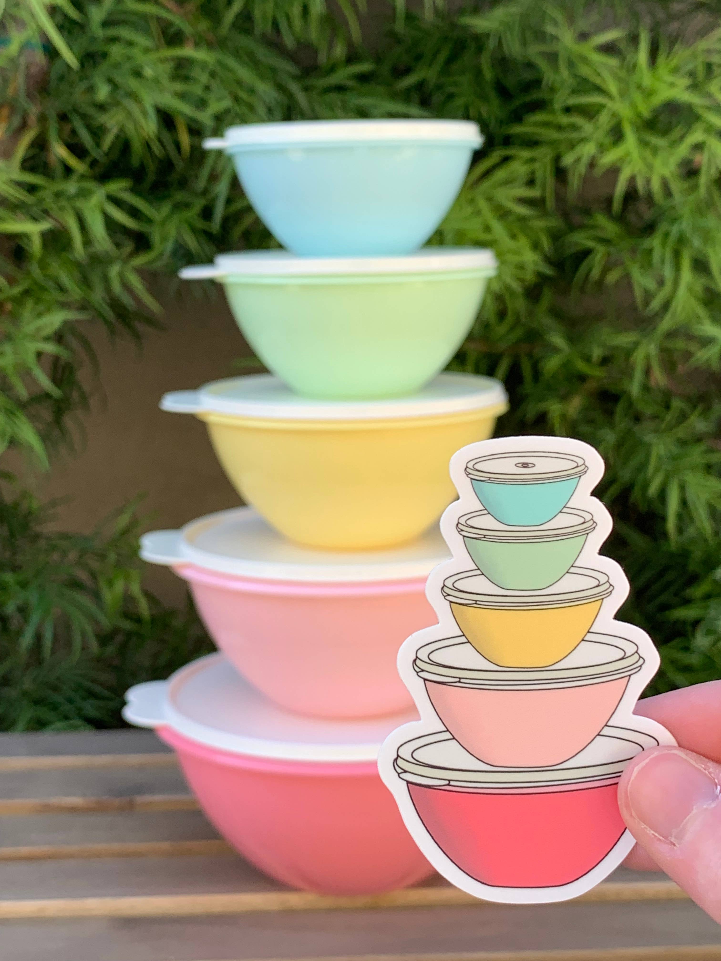 Extremely Retro - Wholesale Sticker - Vintage Pastel Tupperware Wonderlier Bowls Sticker - Kitchen3