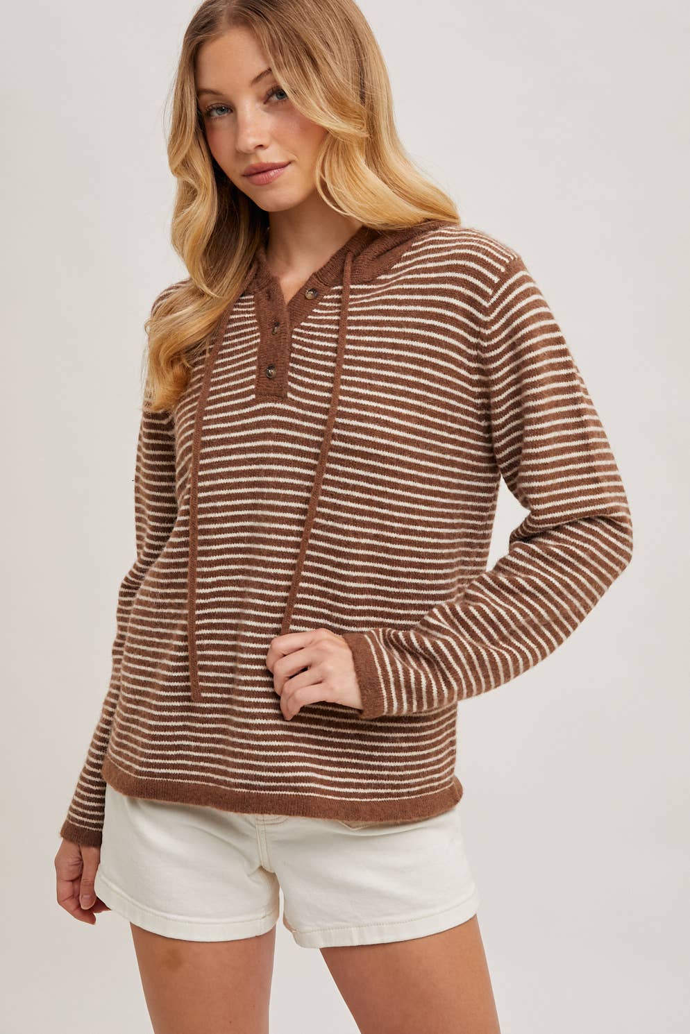 Bluivy - Wholesale Hoodie - Women's - HENLEY SWEATER WITH HOODIE11