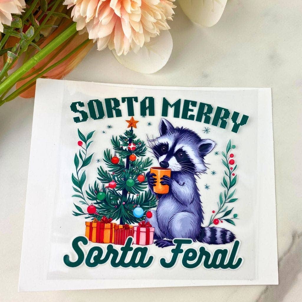 HKS Custom Designs – wholesale Sticker – Sorta Merry Sorta Feral | 4" UV DTF Decal0