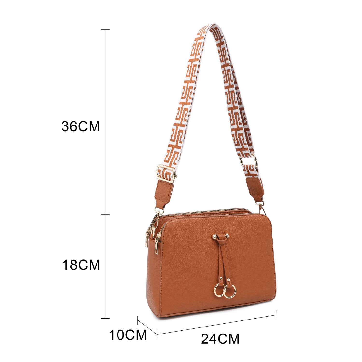 Papaya Fashion Ltd - Vendita all'ingrosso Borsa a tracolla - Donna - B23005-AW-Borsa a tracolla con tracolla in tela a tre sezioni con zip10