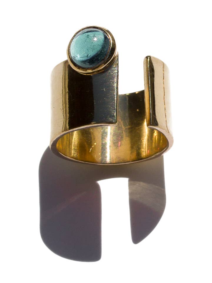 OBS MINUIT - Bague en argent 925 plaqué or et Topaze bleu de Londres for wholesale by Gamme blanche