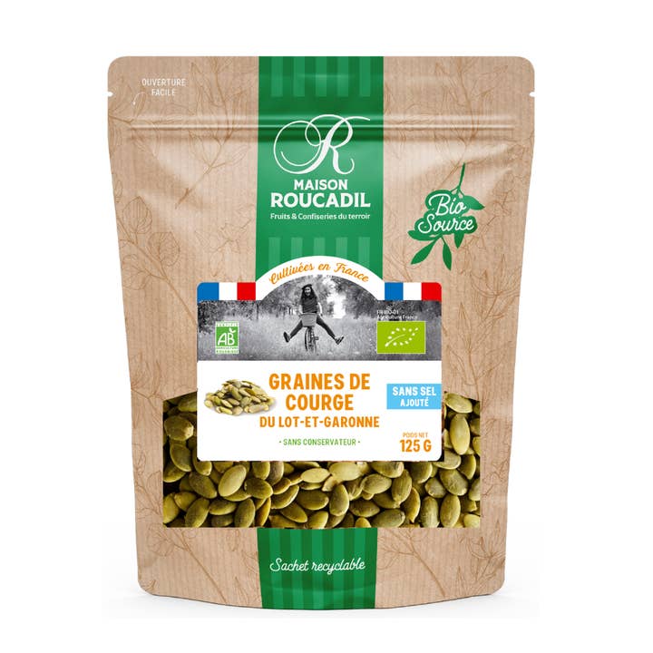 Semi di Zucca Bio Francia - Sacchetto 125G per la vendita all'ingrosso da parte di Maison Roucadil