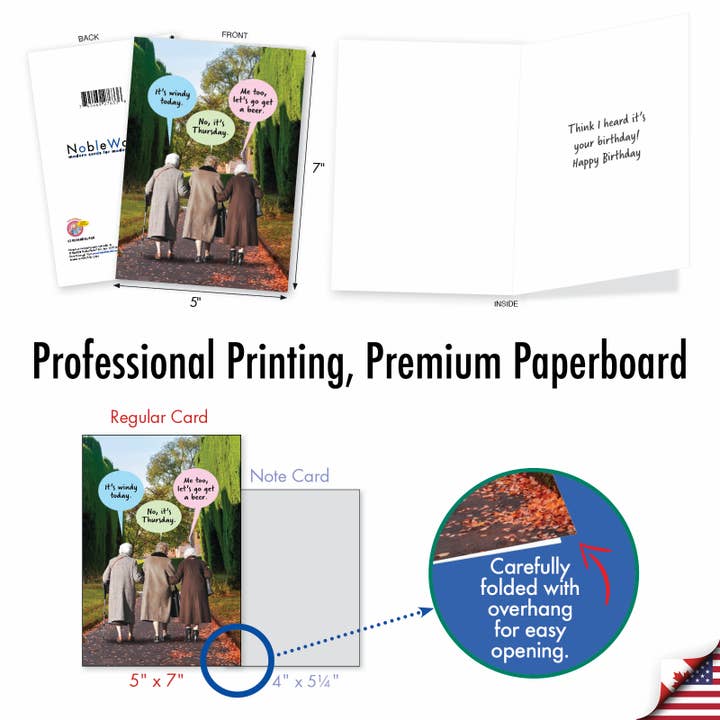 NobleWorks - Wholesale Birthday Card - (Single Card) Birthday Card - Beer Hearing