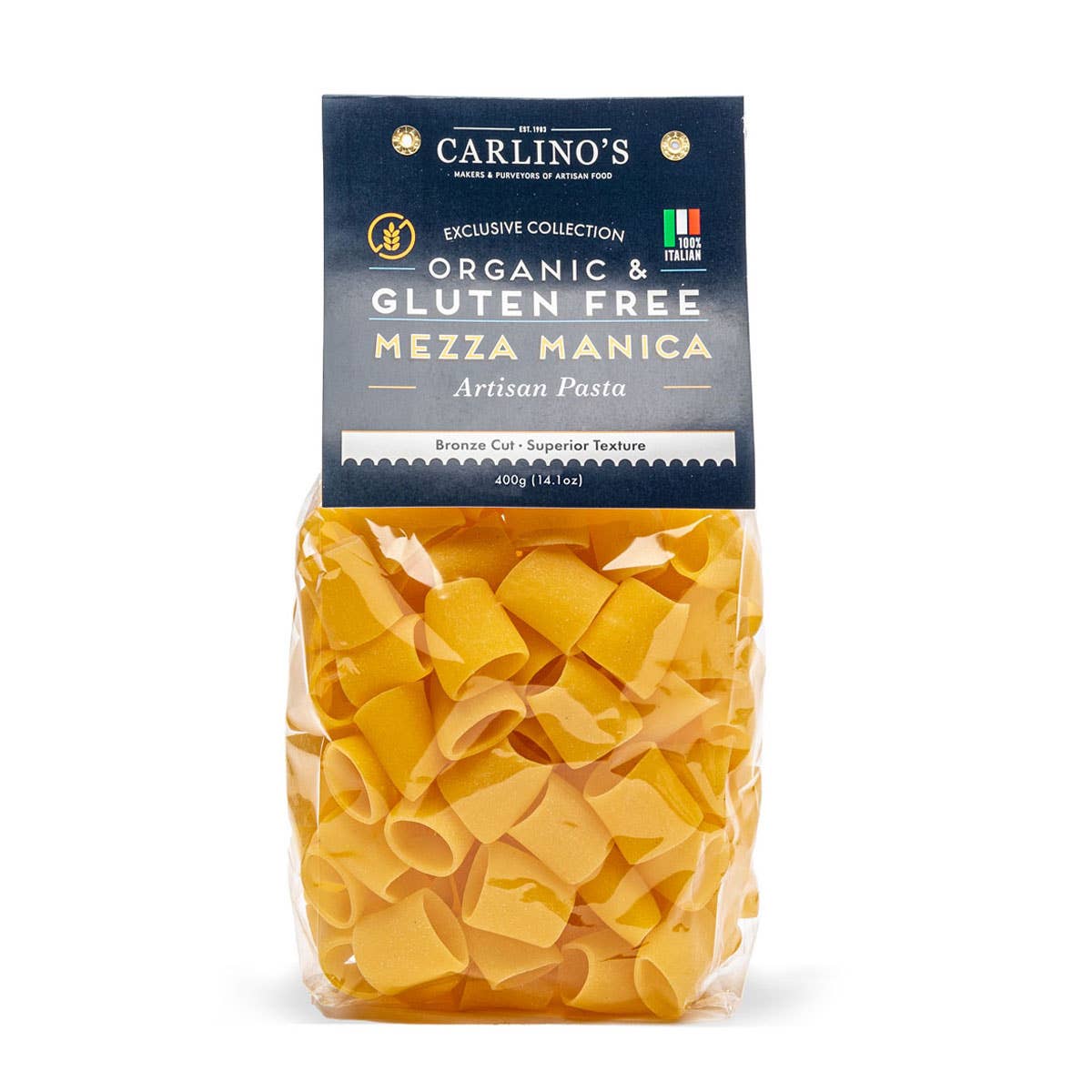Carlino's Manufacturing & Importing Co. – wholesale Pasta – Carlinos torkade GF Mezza Manica Pasta0