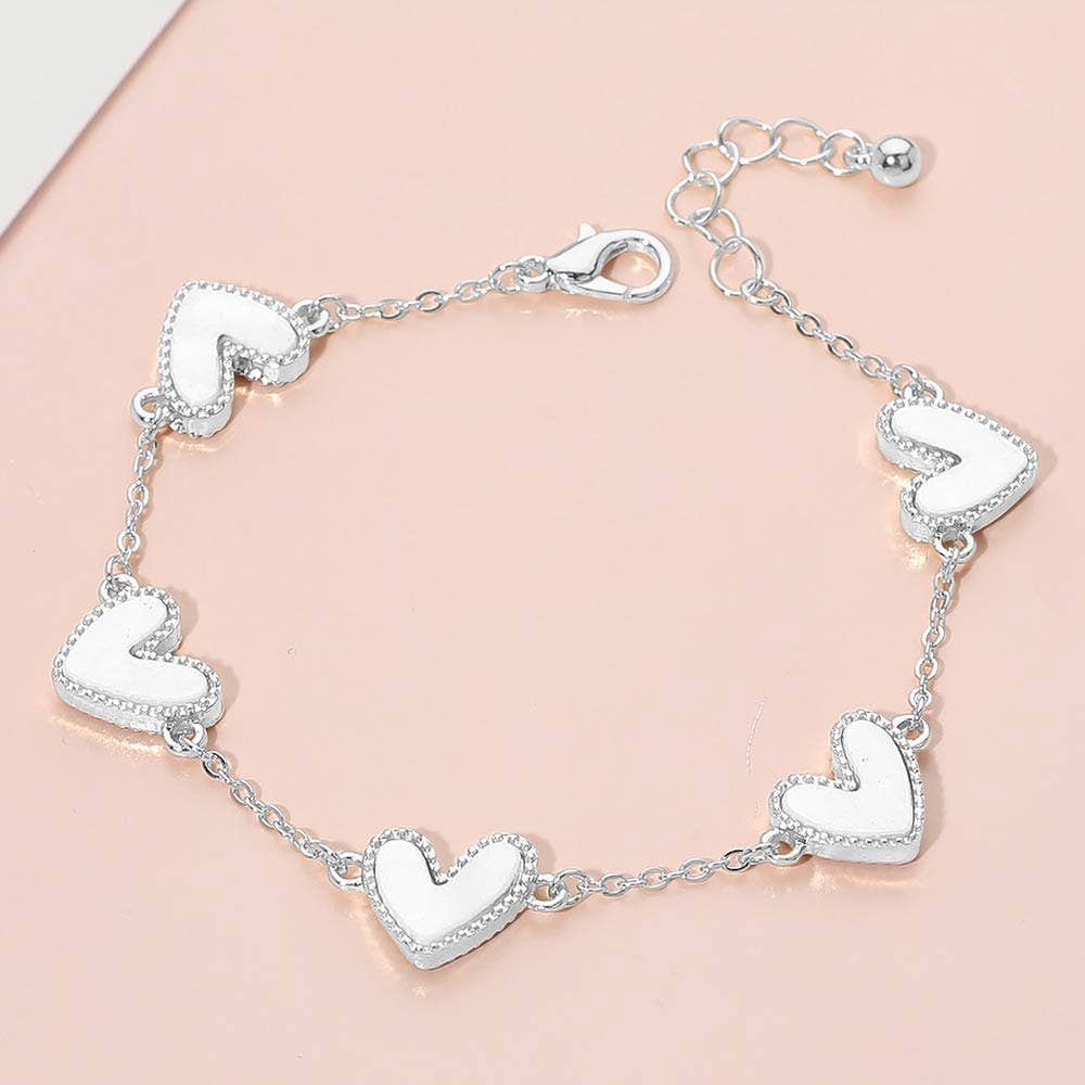 Sensibling Corp. - Wholesale Charm/Dangle Bracelet - Mother of Pearl Heart Charm Station Bracelet2