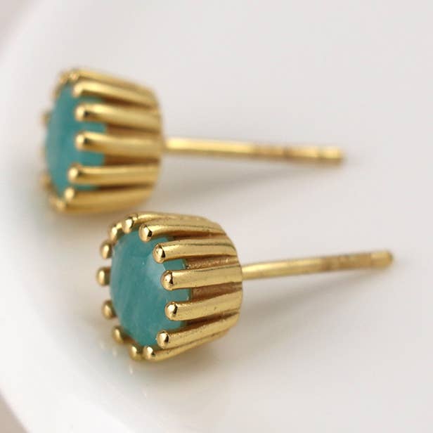 Luxuriöse vergoldete Amazonit-Ohrringe für den Großhandel von Peace Of Mind