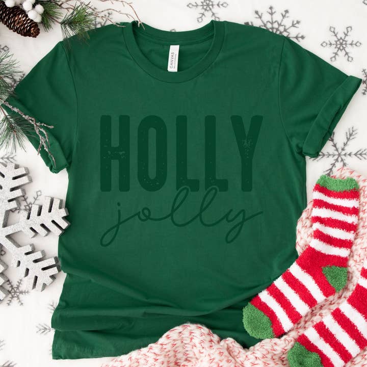 Epic Life - Designed - Wholesale Screen Printed T-Shirt - Women's - Holly Jolly Shirt or Sweatshirt – Christmas Holiday Top – S-4XL Plus Size – Multiple Colors7