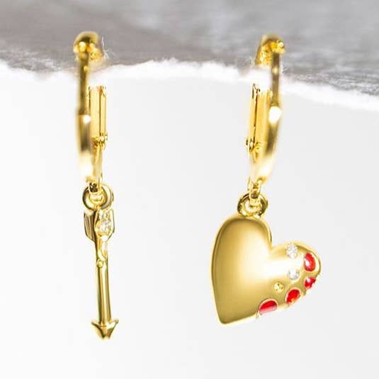 Fortune & Frame - Wholesale Dangle Earrings - Heart + Arrow Earrings0