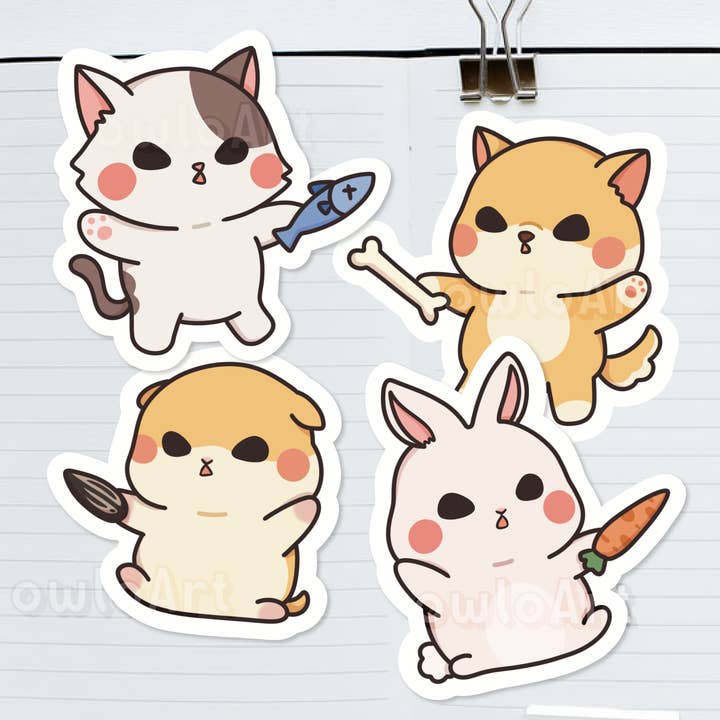 Pet Fight-stickers (waterdicht, mat) voor wholesale door owloArt