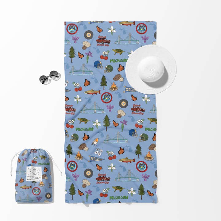 Asciugamano da spiaggia a doppia faccia Michigander con motivo a waffle per la vendita all'ingrosso da parte di June Apothicarie