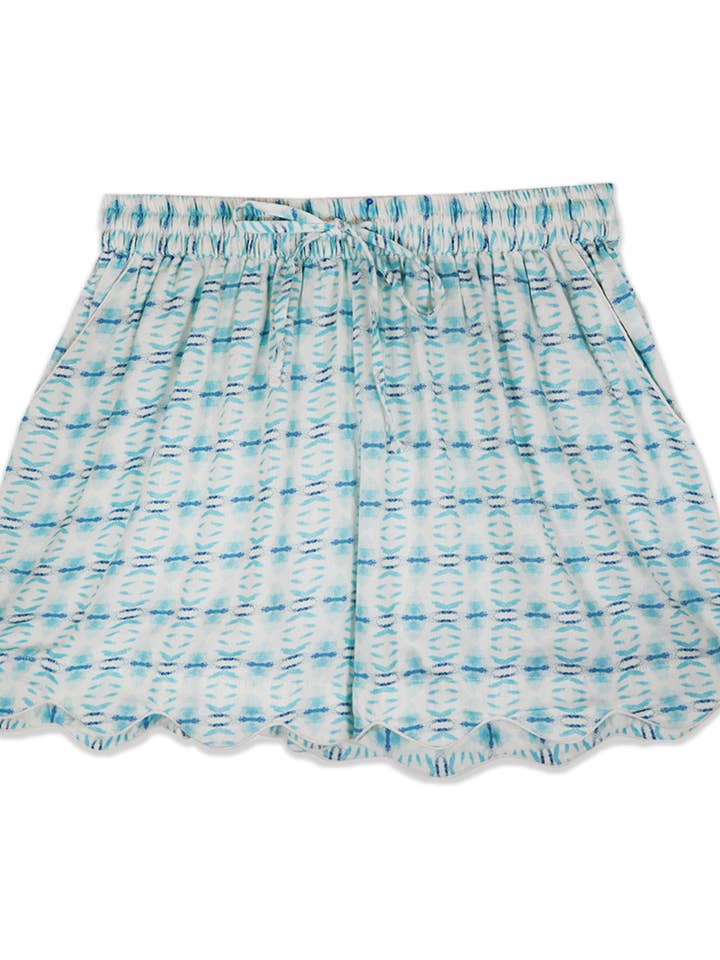 Brooks Avenue - Wholesale Sleepwear Set - Women's - Scalloped Pajama Set Short - Cameron Blue