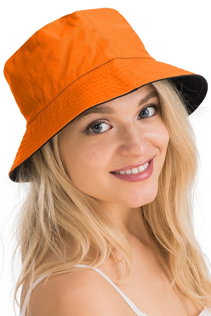 Cap Zone - Vente Bob – unisexe - Chapeau seau en coton uni réversible à fond noir15