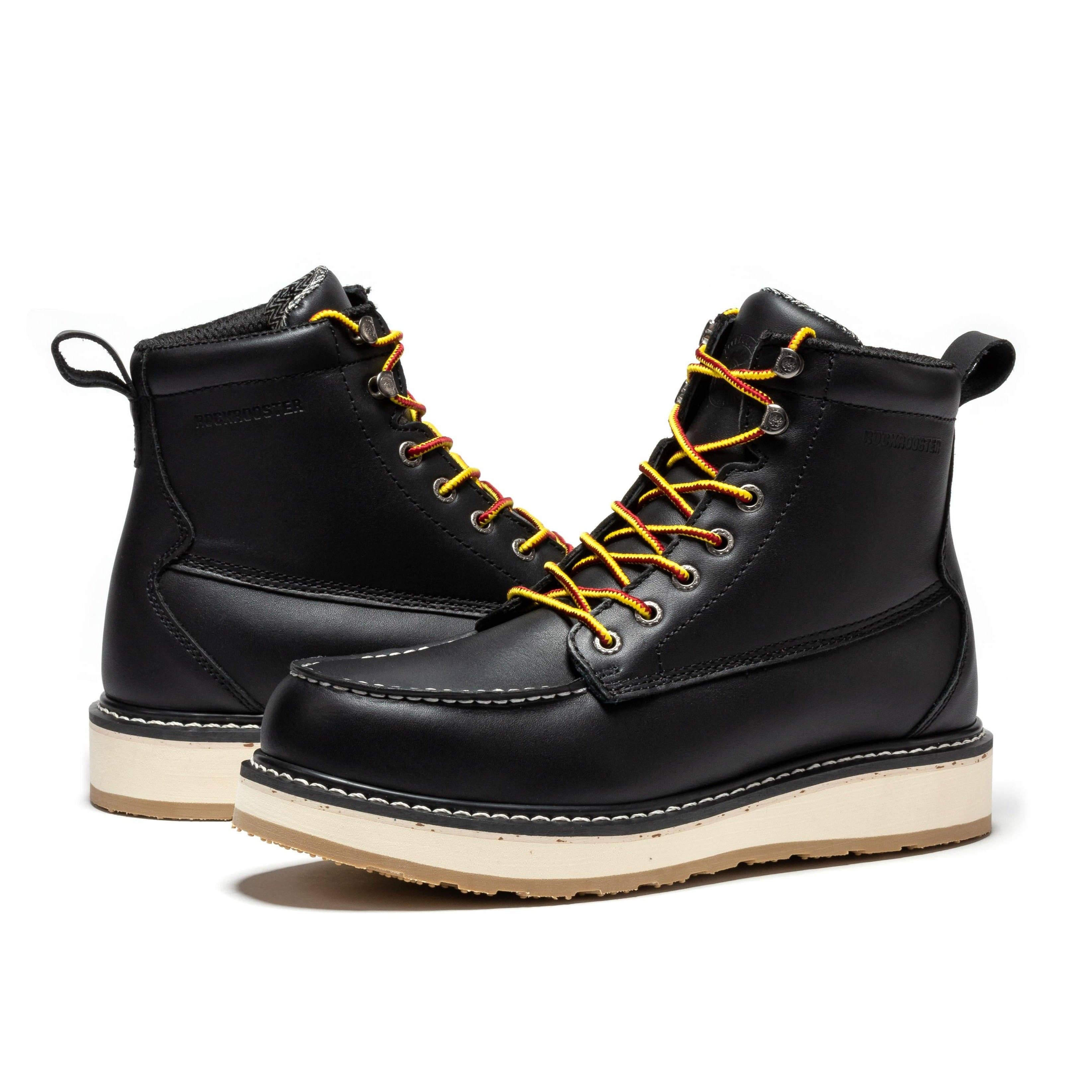 Rock Rooster Footwear - Wholesale Boots - Unisex - ROCKROOSTER Trinidad Men's 6 inch Black Steel Toe Wedge Work Boots SAP23019