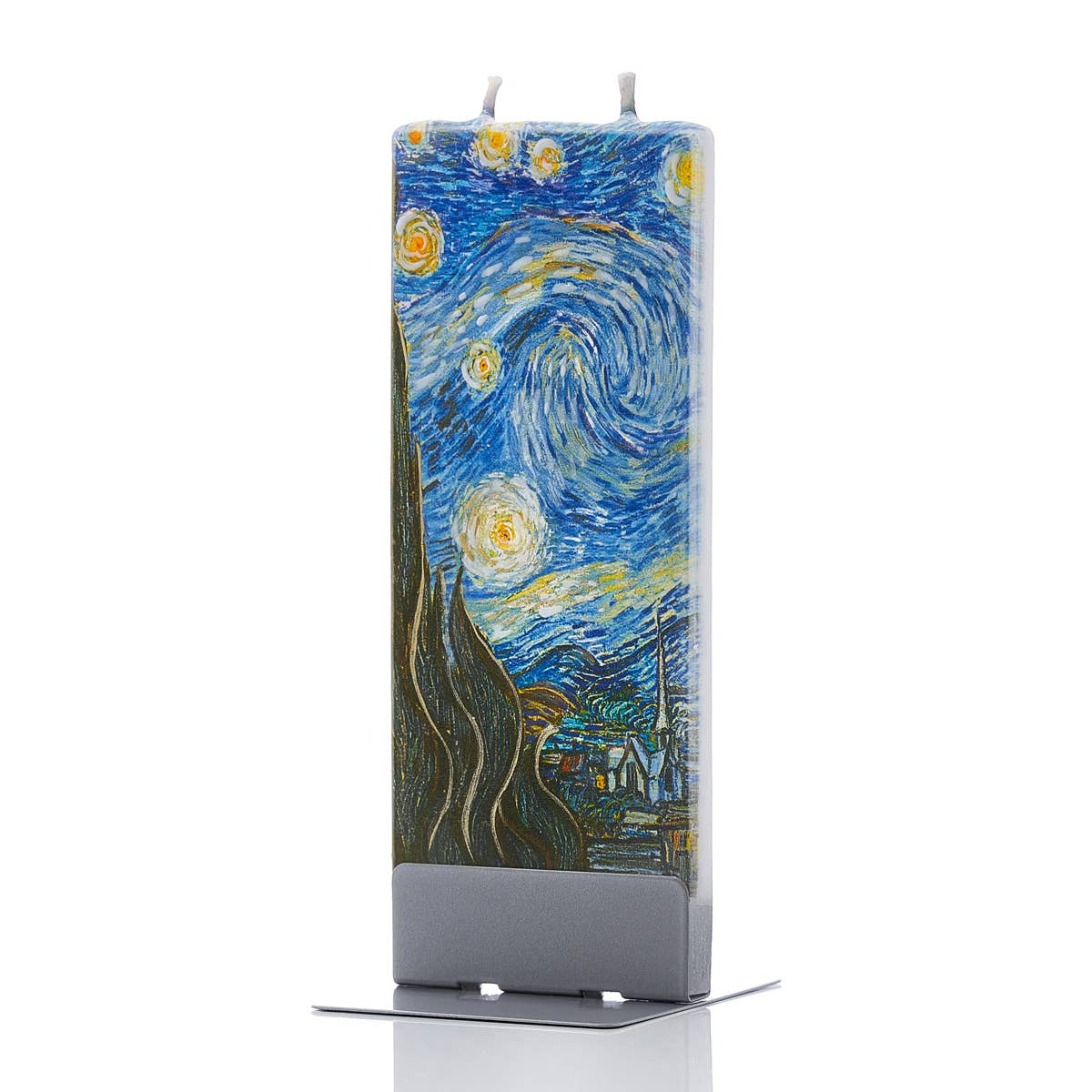 Flatyz Candles - Wholesale Novelty Candle - Hand-Painted 6" Flat Candle – Van Gogh’s Starry Night1