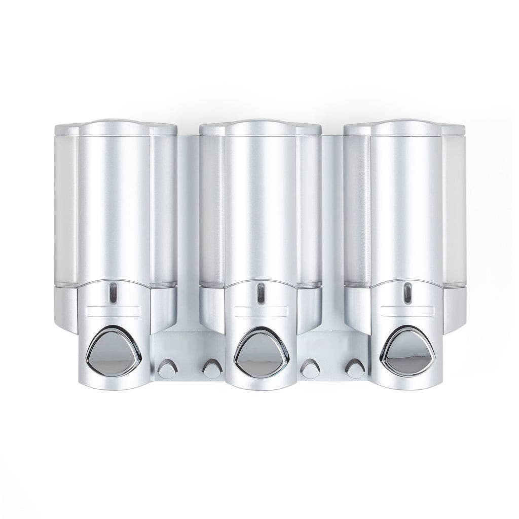 HomeRoots - Wholesale Soap Dispenser - Gray Heavy Duty Plastic 3 Chamber Wall Mount Soap Dispenser1