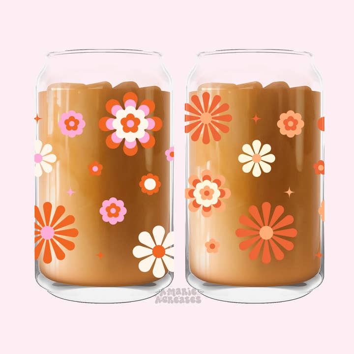 Flower Power Burst Glass Cup for wholesale by amarieacreates