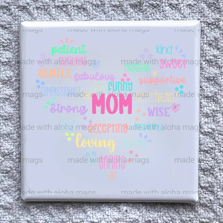 Aimant Cœur Coloré Maman - Décor de Frigo Fait Main pour la vente par Made With Aloha Magnets,llc