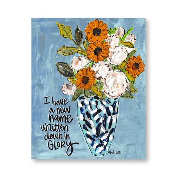 New Name Written in Glory Wrapped Canvas for wholesale by Baxter & Me