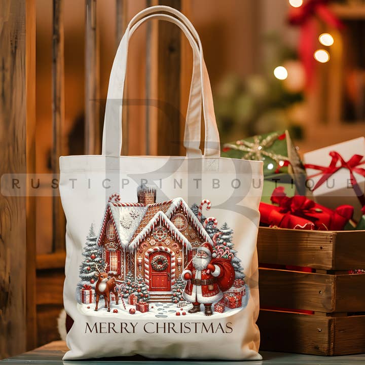 Vintage Christmas Tote Bag Christmas Shoulder Bag for wholesale by RusticPrintStudio