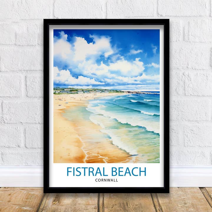 Fistral Beach Cornwall Travel Poster Cornwall for wholesale by InkNPrintz