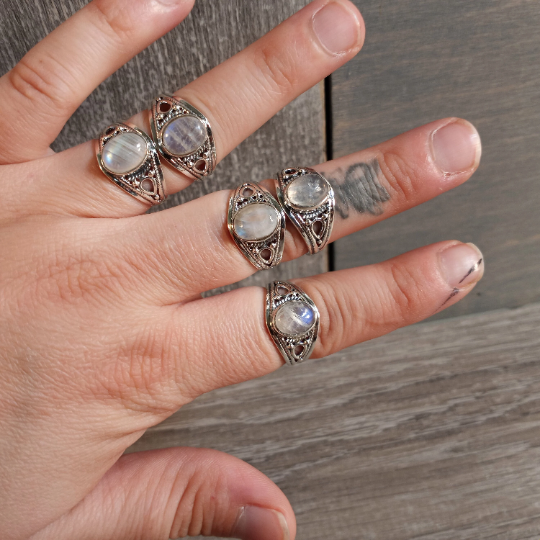 Keystone Crystals - Wholesale Cocktail/Statement Ring - Gemstone Sterling Silver Boho Statement Ring5