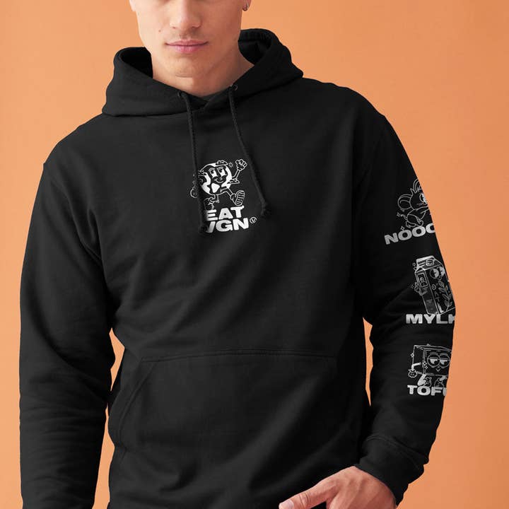 EAT VGN - Kapuzenpullover - Schwarz für den Großhandel von Plant Faced Clothing