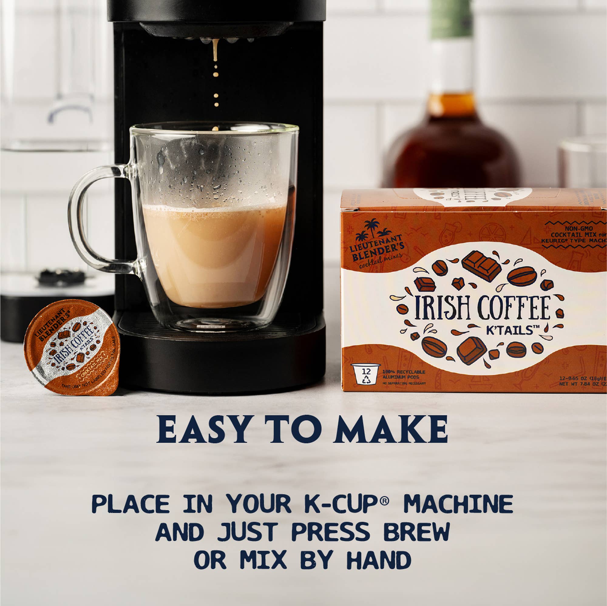 Lieutenant Blender's Cocktail Mixes - Wholesale Cocktail Mix/Syrup - Irish Coffee K'Tails® Single Pod Cocktail Mixers 12 Ct1
