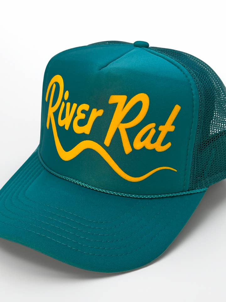 River Rat Adult Trucker Hat: Jade for wholesale by Made of Mountains